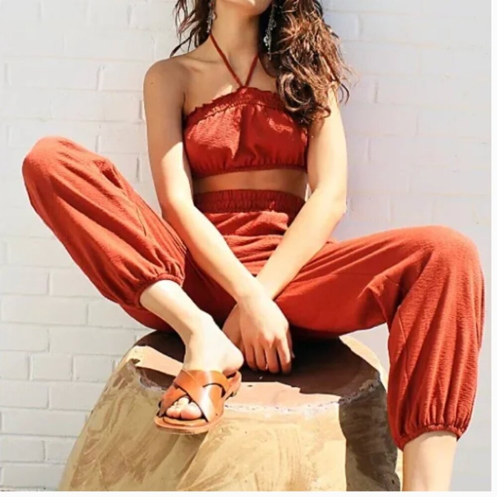 free people beach don't kill my vibe SET // pants & crop top // size medium